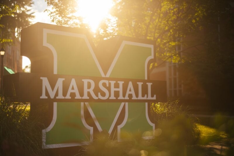block m on campus at sunset