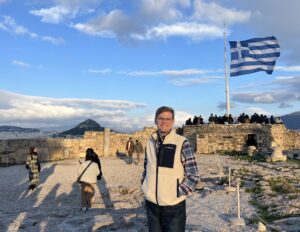 Erik Cochrane in Greece during a Marshall University study abroad experience 