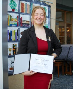 Lillian Hager receiving her award