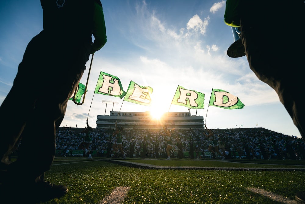 Photo of HERD flags at football game