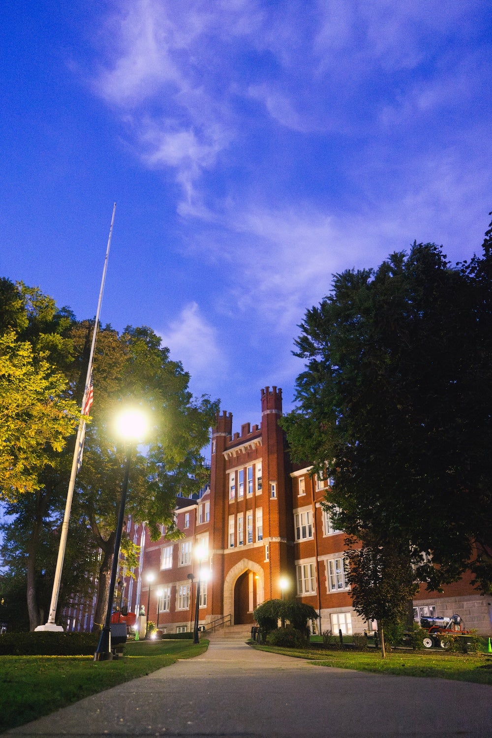 Photo of Old Main at night